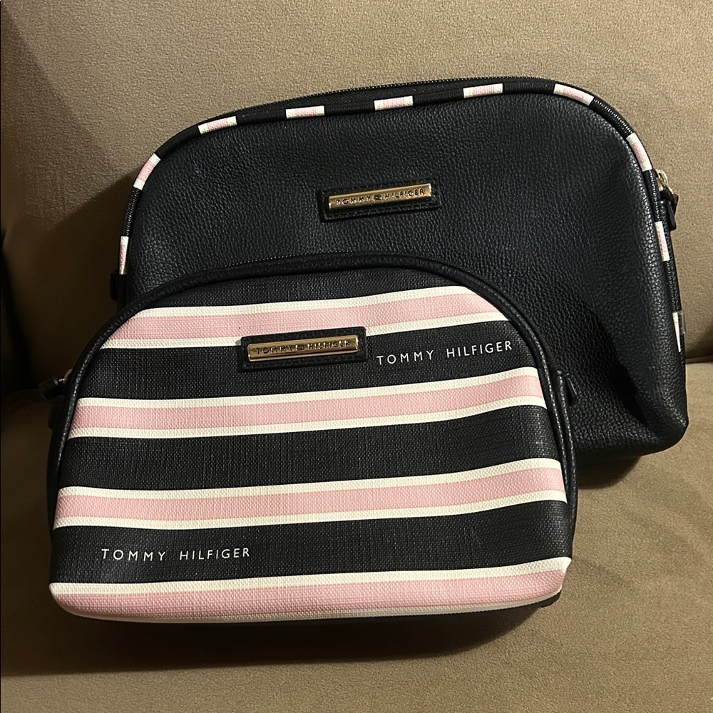 Tommy Hilfiger Black and Pink Striped Bags
